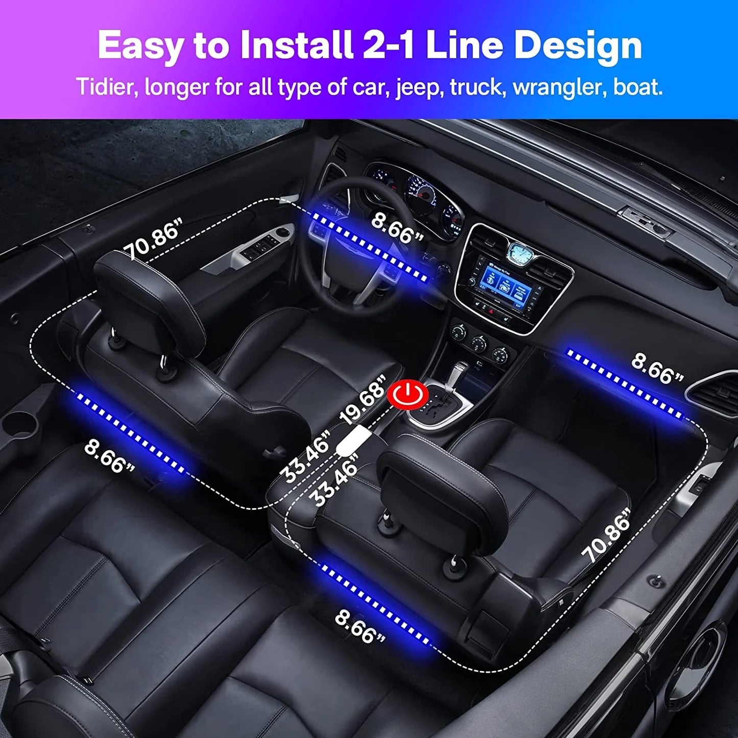 Atmosphere Lamp Kit | Bluetooth Phone Control | Universal for Car and Bikes