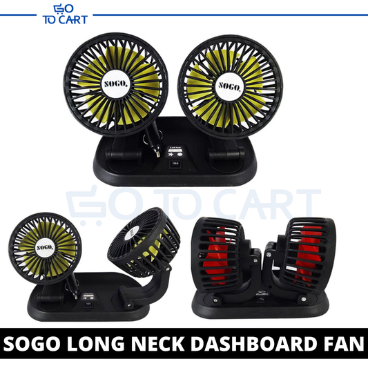LONG NECK FOLDABLE DOUBLE HEADED FAN - 360 ROTATION