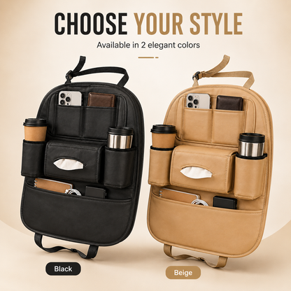 Car Seat Organizer with Cup Holders & Tissue Dispenser