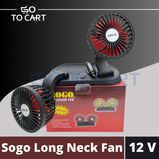 SOGO LONG NECK DOUBLE HEADED FAN - 360 ROTATION