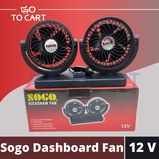 SOGO Double Headed Car Dashboard Fan 12V 360° Rotatable | Car fan 12volt