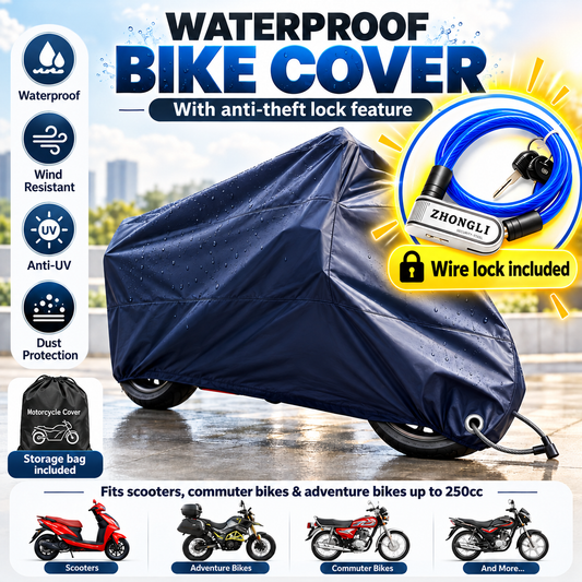Waterproof Bike Top Cover with anti-theft | Wire Lock Included