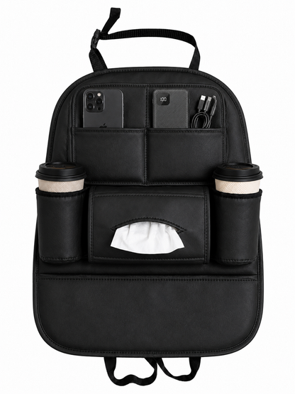Car Seat Organizer with Cup Holders & Tissue Dispenser