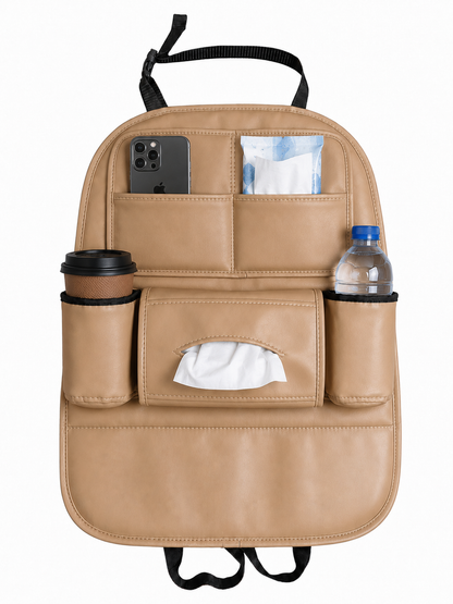 Car Seat Organizer with Cup Holders & Tissue Dispenser