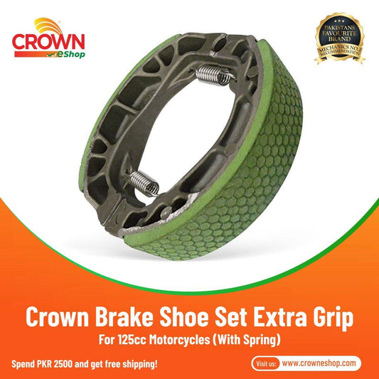 Crown Brake Shoe Set W/Spring Extra Grip For CD70F Motorcycles